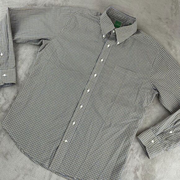 Sid Mashburn Shirt Men Large Yellow Blue Check Long Sleeve Designer Button Down - Picture 6 of 14